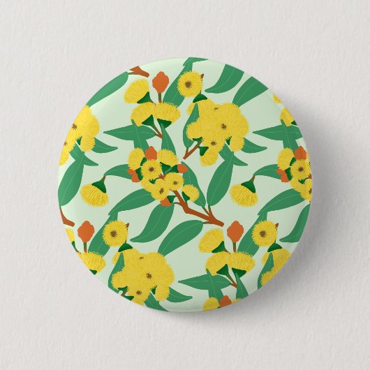 黄色のユーカリの花 缶バッジ (正面)