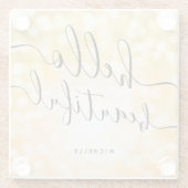 黄色のライト"こんにちは美しい"ガラスのコースター ガラスコースター (裏面)