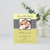 黄色のライムChartreuseペイズリー写真の保存日付 案内ポストカード (スタンド正面)