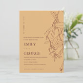 黄色のラインスケッチフローラ我々は結び目の招待状 サンキューカード (スタンド正面)