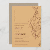 黄色のラインスケッチフローラ我々は結び目の招待状 サンキューカード (正面/裏面)