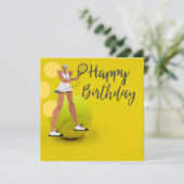 黄色のラケット付きテニスボール カード (スタンド正面)