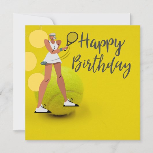 黄色のラケット付きテニスボール カード (正面)