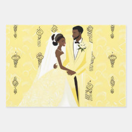 黄色のラッ結婚ピング紙セット ラッピングペーパーシート