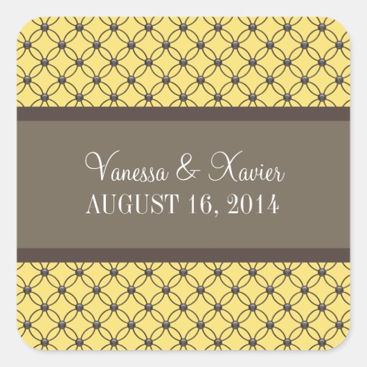 黄色のラテファンシーィス結婚式用シール スクエアシール (正面)