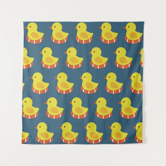 黄色のラバーダック、かわいい、シームレスなパターン。 タペストリー (正面)