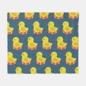黄色のラバーダック、かわいい、シームレスなパターン。 フリースブランケット (正面(横))