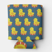 黄色のラバーダック、かわいい、シームレスなパターン。 缶クーラー (裏面)