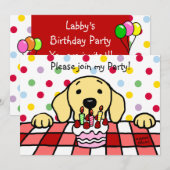 黄色のラブラドールがあなたを誕生日にお祝い 招待状 (正面/裏面)