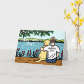 黄色のラブラドールとパパ カード (黄色い花)