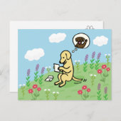 黄色のラブラドールと友人からの手紙 ポストカード (正面/裏面)