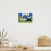 黄色のラブラドールと庭の黒のラブラドール ポスター (キッチン)