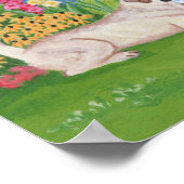 黄色のラブラドールと庭の黒のラブラドール ポスター (角)