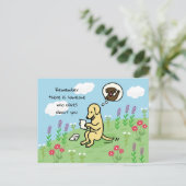 黄色のラブラドールと手紙気に人 ポストカード (スタンド正面)