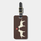 黄色のラブラドールの取得ハート ラゲッジタグ (正面縦)