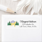 黄色のラブラドールの輪郭エバーグリーン差出人住所 ラベル (インサイチュ)