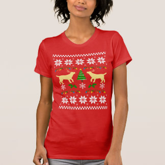 黄色のラブラドールアウトライン醜いクリスマスティー Tシャツ