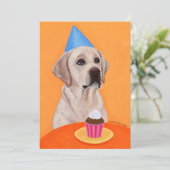 黄色のラブラドールバースデーパーティ招待状 招待状 (スタンド正面)