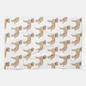 黄色のラブラドールリトリエバー漫画のラボドッグパターン キッチンタオル (横)