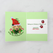 黄色のラブラドールレトリエバーパピークリスマスギフト シーズンカード (内部)