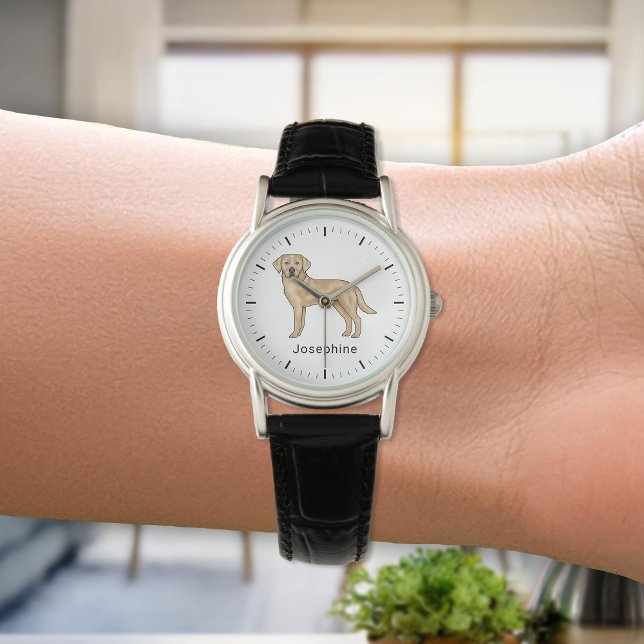 黄色のラブラドールレトリバーかわいいラボドッグアート名 腕時計 (クリエイターアップロード済み)