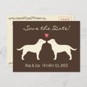 黄色のラブラドールレトリバーウェディング日付を保存 案内ポストカード (正面/裏面)