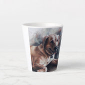 黄色のラブラドールレトリバー犬が横たわっていた カフェラテマグ (正面)