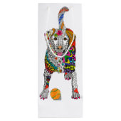 黄色のラブラドールワインバッグ（カスタマイズ可能） ワインギフトバッグ (裏面)