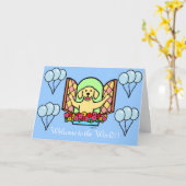 黄色のラブラドール新生児少年おめでとう カード (黄色い花)