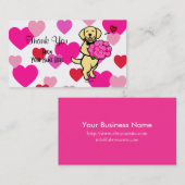 黄色のラブラドール漫画バラありがとう 名刺 (正面/裏面)