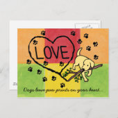 黄色のラブラドール砂文字マンガのモザイク ポストカード (正面/裏面)