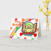黄色のラブラドール誕生日バルーンカード(ウィンドウ) カード (黄色い花)