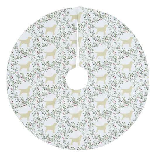 黄色のラブラドール – クリスマスの休日 – ドッグブラックラボ フリース ツリースカート (正面)