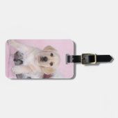 黄色のラブラドール・レトリエバーパピー ラゲッジタグ (正面横)