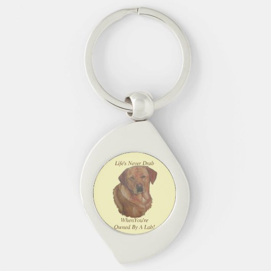 黄色のラブラドールretrever犬のポートレートおもしろいスローガン キーホルダー (正面)