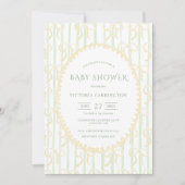 黄色のリボンとストライプヴィンテージベビーシャワーInvi 招待状 (正面)