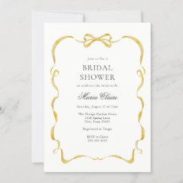 黄色のリボンと弓のブライダルシャワー 招待状
