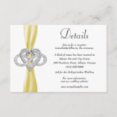 黄色のリボンインフィニティ結婚ハートの詳細 エンクロージャーカード (正面)