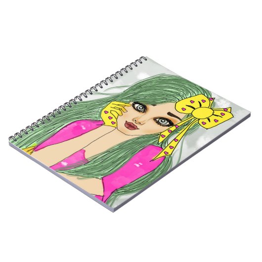 黄色のリボンノートブック付きガールズ（80ページB&W） ノートブック (左側)