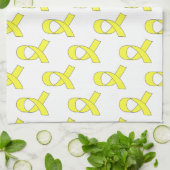 黄色のリボンパターン キッチンタオル (折り畳み)