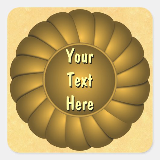 黄色のリボンロゼットをパーソナライズ スクエアシール (正面)