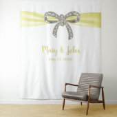 黄色のリボン ダイヤモンドの弓のウェディング バックドロップ タペストリー (インサイチュ)