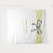 黄色のリボン ダイヤモンド ボウ ウェディング バックドロップ タペストリー (正面(横))