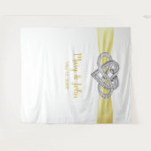 黄色のリボン∞ハート ウェディングバックドロップ タペストリー (正面(横))