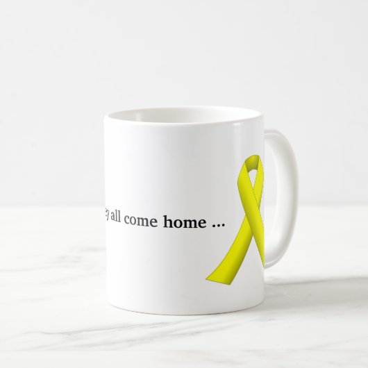 黄色のリボン(彼らがすべてホーム来まで)マグカップ コーヒーマグカップ (正面右)