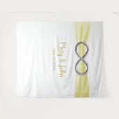 黄色のリボン 銀の無限大 ウェディングバックドロップ タペストリー (正面(横))