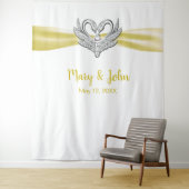 黄色のリボン 銀の白鳥 結婚式 背景 タペストリー (インサイチュ)