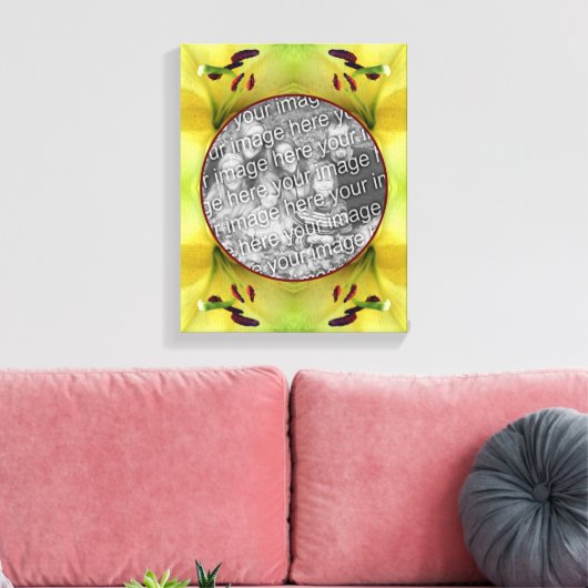 黄色のリリーの花フレーム　自分だけの写真を作成 キャンバスプリント (インサイチュ (リビング))