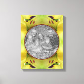 黄色のリリーの花フレーム　自分だけの写真を作成 キャンバスプリント (正面)