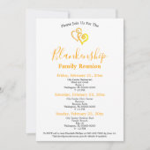 黄色のリンクハート3日間のファミリ懇親会 招待状 (正面)